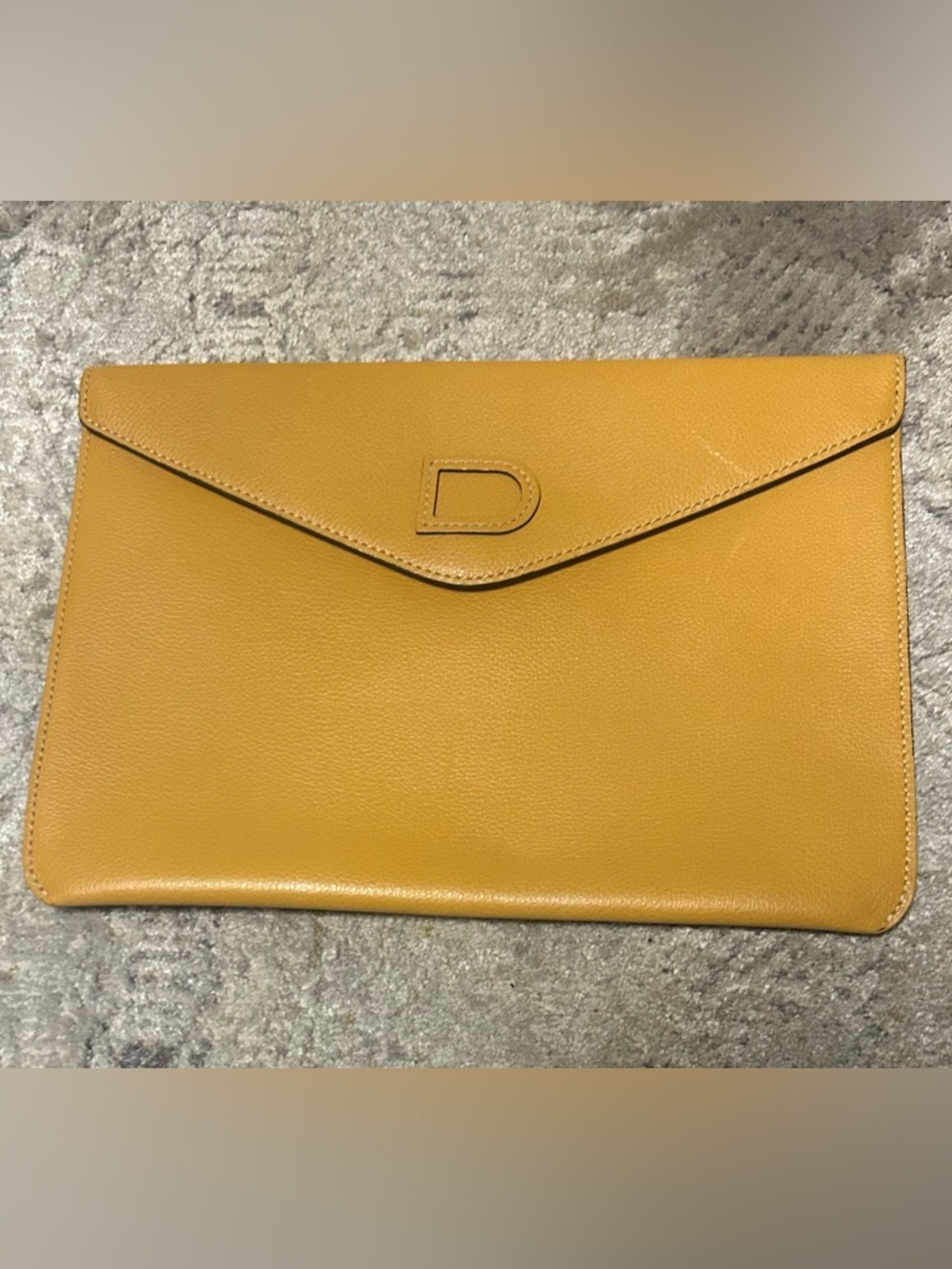 Delvaux Envelope Leather Tan Clutch